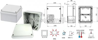 GEWISS GW44204 100x100x50mm IP56 Kötődoboz műanyag, falonkívüli 100x100x 50mm IP56 tömszelencézhető 1.