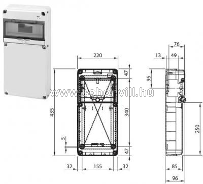 GEWISS GW68002N falonkívüli elosztó 10-modulos, sima előlappal, IP65 220x4350x96mm 1.