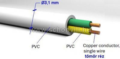 YYSCH 1x2x0,6mm² körkeresztmetszetű, tömör rézvezetőjű telefon vezeték 65V 1.