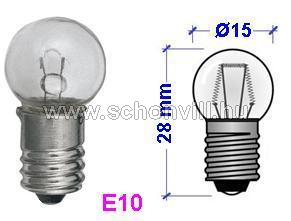 ORBITEC E2811 6V E10 500mA (3W) 500h miniatűr izzó 1.