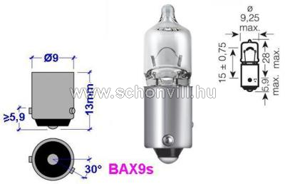 OSRAM 64132 6W 12V BAX9s H6W egyfonalú halogén jármű fényforrás 1.