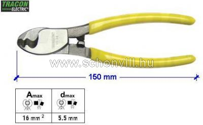 TRACON CC22 Kábelvágó szerszám Cu, Al kábelhez max. 25 mm² Ø5,5mm 1.