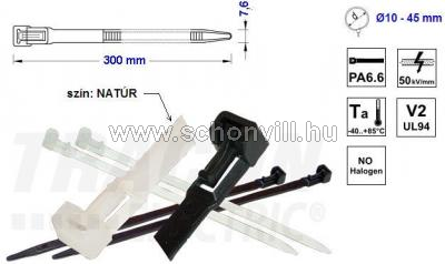 TRACON 280-NY Nyitható kábelkötegelő 300x7.5 mm natúr PA6.6 1.