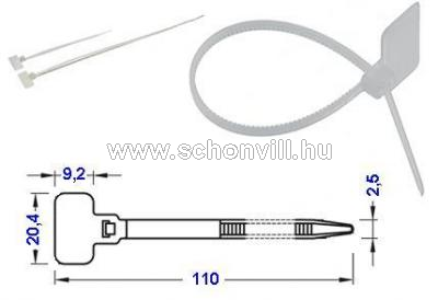 TRACON 120J Jelzőcímkés kábelkötegelő 110×2,5 mm, natúr 1.