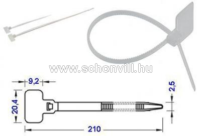 TRACON 200J Jelzőcimkés kábelkötegelő 210×2,5 mm, natúr 1.