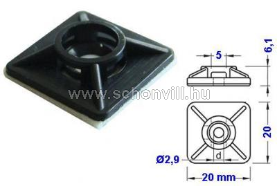 TRACON TALP191 Öntapadós 4 oldalról fűzhető kötegelő talp 20x20 mm, fekete színű 1.