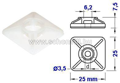 TRACON TALP270 Öntapadós 4 oldalról fűzhető kötegelő talp 25x25 mm, natúr színű 1.