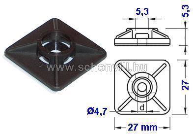 TRACON TALP271 Öntapadós 4 oldalról fűzhető kötegelő talp 25x25 mm, fekete színű 1.