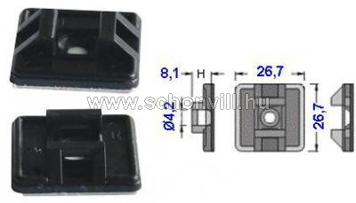 TRACON TALP271-2 Öntapadós két oldalról fűzhetőkötegelő talp 27x27 mm, fekete színű 1.