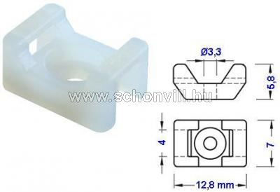 TRACON CSTALP-3 Csavarozható kábelkötegelő talp 12,8x7x5,8mm natúr 1.