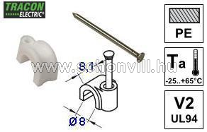TRACON N2-20 Kábelszorító bilincs d=8 mm kábelhez, 20 db-os csomagban 1.