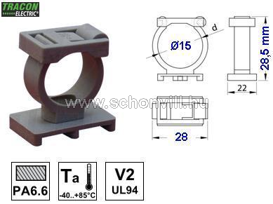 TRACON TKCRZ-15 Kábel és csőrögzítő, zárható, 15 mm 1.