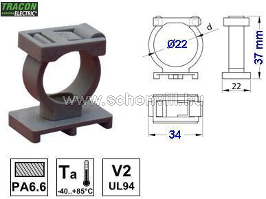 TRACON TKCRZ-22 Kábel és csőrögzítő, zárható, 22 mm 1.