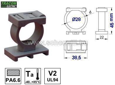 TRACON TKCRZ-28 Kábel és csőrögzítő, zárható, 28 mm 1.