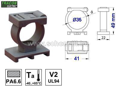 TRACON TKCRZ-35 Kábel és csőrögzítő, zárható, 35 mm 1.
