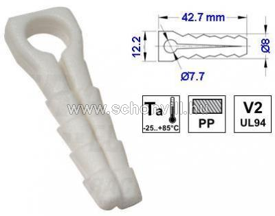 TRACON KRT8 Kábelrögzítő tipli Ø8mm átmérőjű kábelhez 12,2x42,7mm 1.