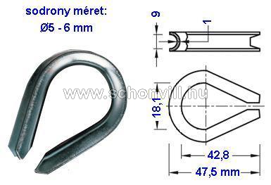 Kötélszív 5-6 mm-es sodronyhoz, acél 1.