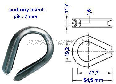 Kötélszív 6-7 mm-es sodronyhoz, acél 1.