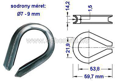 Kötélszív 7-9 mm-es sodronyhoz, acél 1.