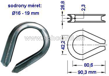 Kötélszív 16-19 mm-es sodronyhoz, acél 1.