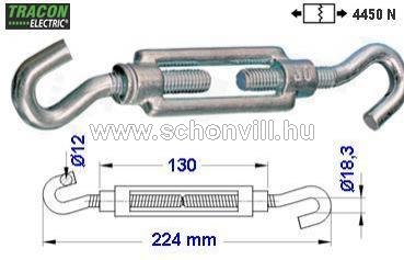 TRACON FHH12130 Sodronyfeszítő horog-horog 12×130 mm 1.