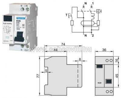 Kombinált védőkapcsoló 2P, B-10 A, 100 mA, 3 kA, AC 1.