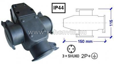 TRACON TICS-A4 Hordozható ipari adapter 3db 2P+F csatlakozó aljzattal, IP44 1.