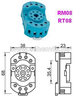 Relé aljzat RM08, RT08 2 érintkezős ipari relékhez 1.