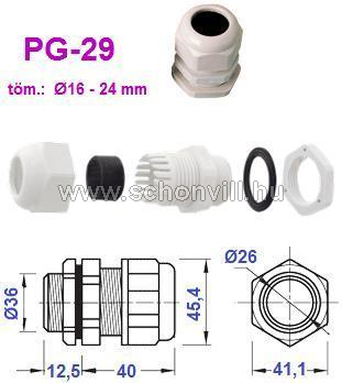 TRACON PG-29 tömszelence ellenanyával; tömítési tartomány: Ø16 … 24mm 1.