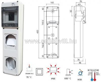 GEWISS GW68020N IP64 16-32A 5-modulos elosztódoboz 1.