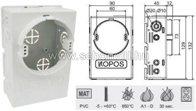 KOPOS KUH 1 univerzális doboz vakolat alá Ø73mm 90x132x57mm 1.