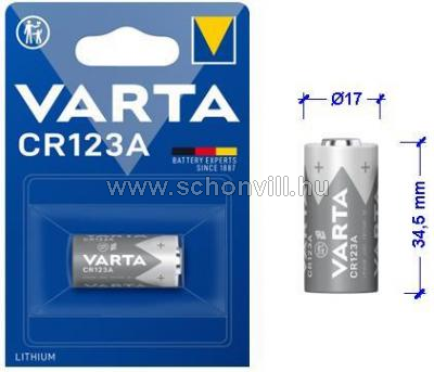 VARTA CR123A fotó elem 3V 1480mAh 10év Ø17x34,5mm 1.