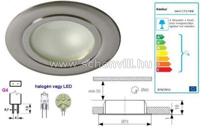 KANLUX 815 GAVI CT-2116B-C/M matt króm fix beépíthető G4 spotlámpa 1.
