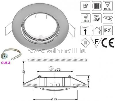 SA-90 króm színű beépíthető bill. lámpatest hidegtükrös fényforráshoz, GU5.3 fogla 1.