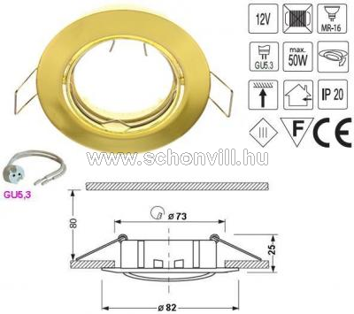 SA-90 arany színű beépíthető bill. lámpatest hidegtükrös fényforráshoz, GU5.3 foglalattal 1.
