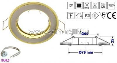 SA-71 nikkel/arany beépíthető álmennyezeti lámpatest GU5.3 LED/halogén fényforrásokhoz 1.