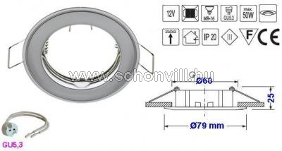 SA-71 gyöngy króm/króm beépíthető álmennyezeti lámpatest GU5.3 LED/halogén fényforrásokhoz 1.