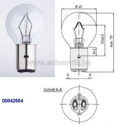 Dr.Fischer 00842554 32V 100W BA20d/26 Ø40x70mm világos búra 1.