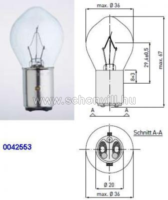 Dr.Fischer 00842553 32V 25W BA20d/26 Ø35x67mm világos búra 1.