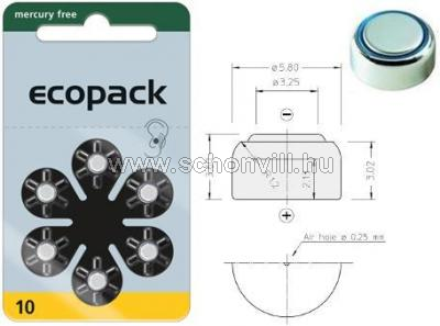 VARTA Ecopack V10 nagyothalló készülék elem (Ecopack) 6db/bliszter 1.