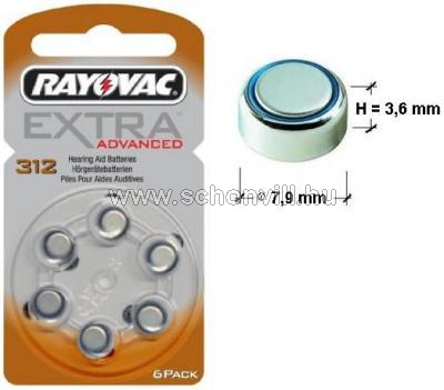 RAYOVAC 312AE EXTRA ADVANCED 1,45V nagyothalló készülék elem 6db/bliszter 1.