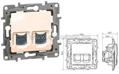 Niloé 2xRJ45 Cat.6 STP aljzat, csavaros, köröm nélkül, bézs 1.