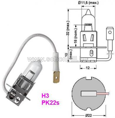 24V 70W H3 PK22s halogén autólámpa 