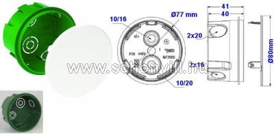 SCHNEIDER IMT35120 műanyag kötődoboz zöld IP30 Ø80x41mm fedéllel, vakolat alatti, süllyesztett 1.