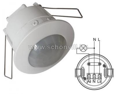 TRACON TMB-061 Mozgásérzékelő, IR, álmenyezetbe szerelhető, fehér 230V 1100W 360° 3-2000lux 10s-7min 1.