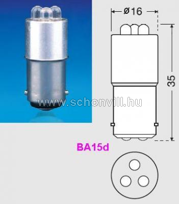 NARVA 425012 24V AC/DC BA15d Ø16x35mm kék színű LED-es izzó (3 db LED-chippel) 1.