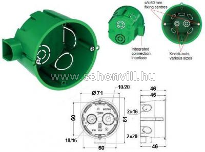 SCHNEIDER IMT35100 Szerelvénydoboz zöld IP30 65x45mm 1.