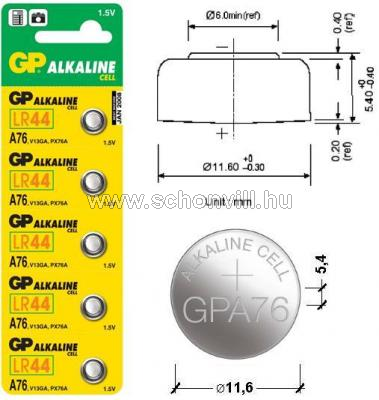 GP A76 LR44 1,5-os gombelem 110mAh 1.