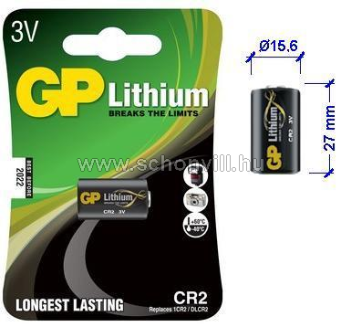 GP CR2 fotó lítium elem, 3V 850mAh 1.