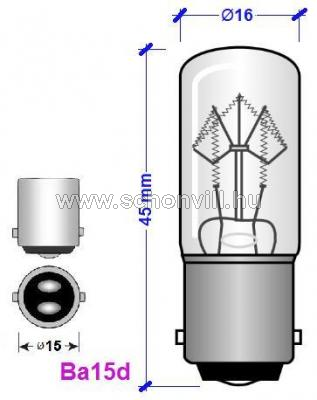 T16 csőbúrás izzó, 260V 15W Ba15d 2000h T16 Ø16x45mm 141645684 1.